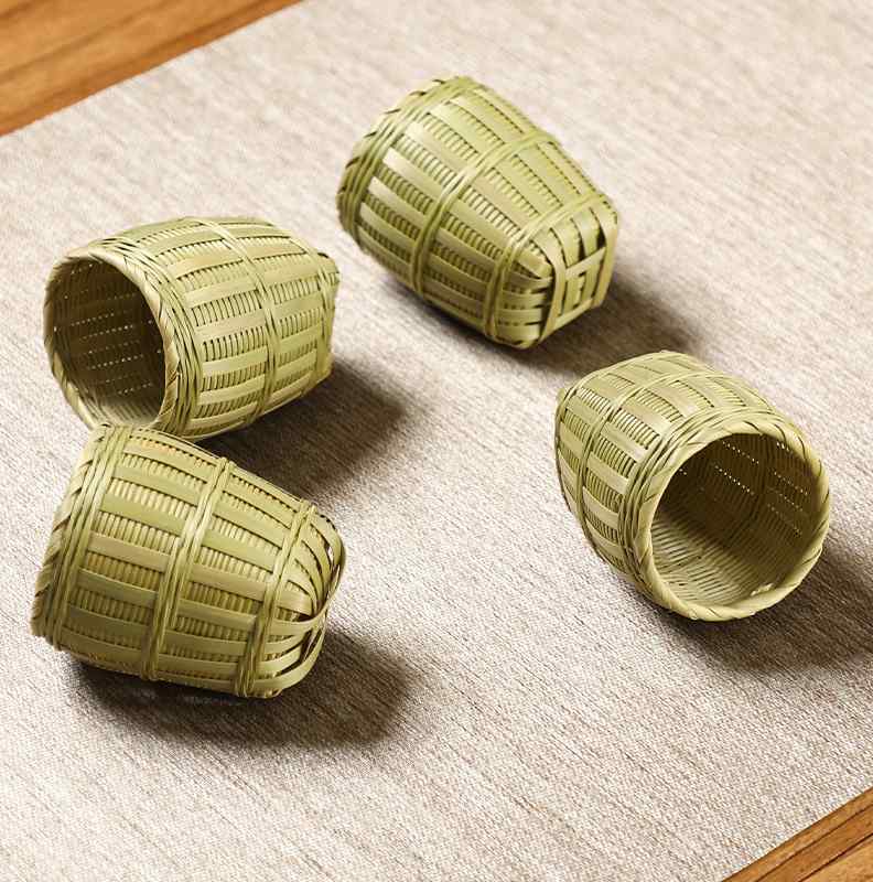 手工竹编制品 迷你圆形小竹篓 全青小箩筐 茶叶过滤器 创意把玩件
