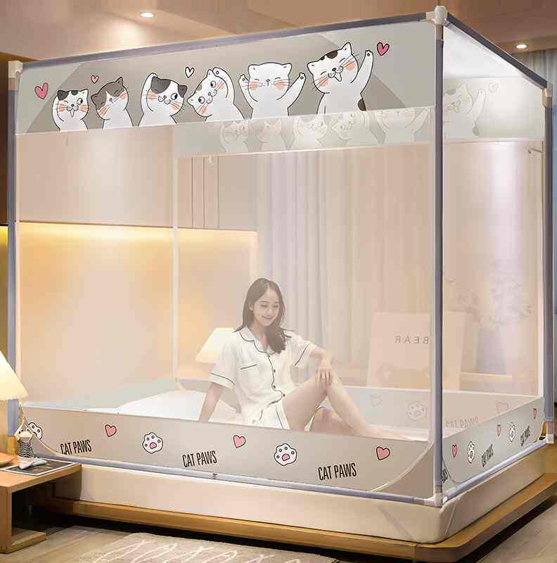 防摔蚊帐全底2022新款高级家用卧室蒙古包儿童婴儿防止掉床带支架