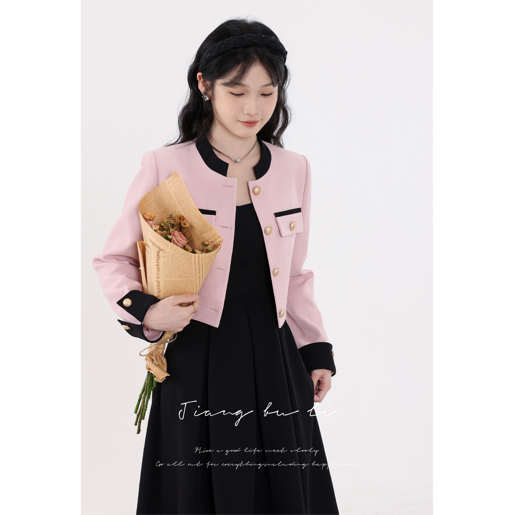 江不离【告白时刻】法式复古小香风连衣裙套装早秋减龄两件套女