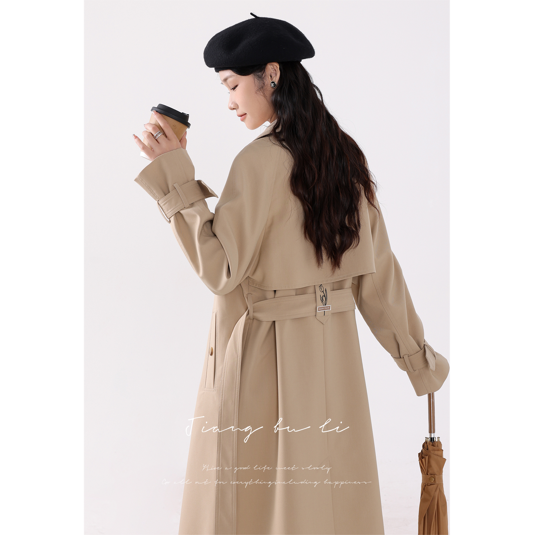 江不离【首尔报社】咖色风衣外套女秋季英伦风休闲宽松长款大衣