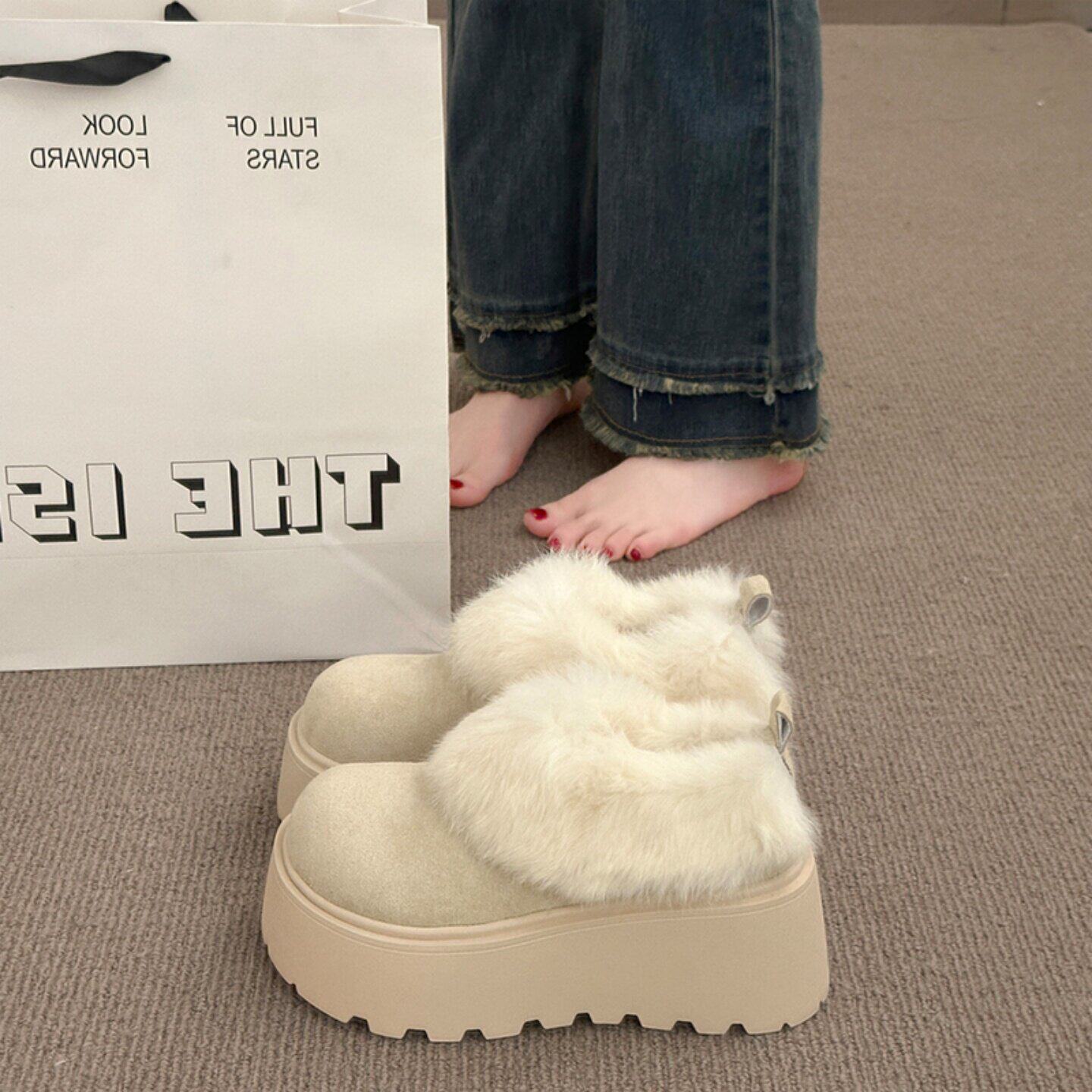 厚底增高加绒女款勃肯保暖雪地靴