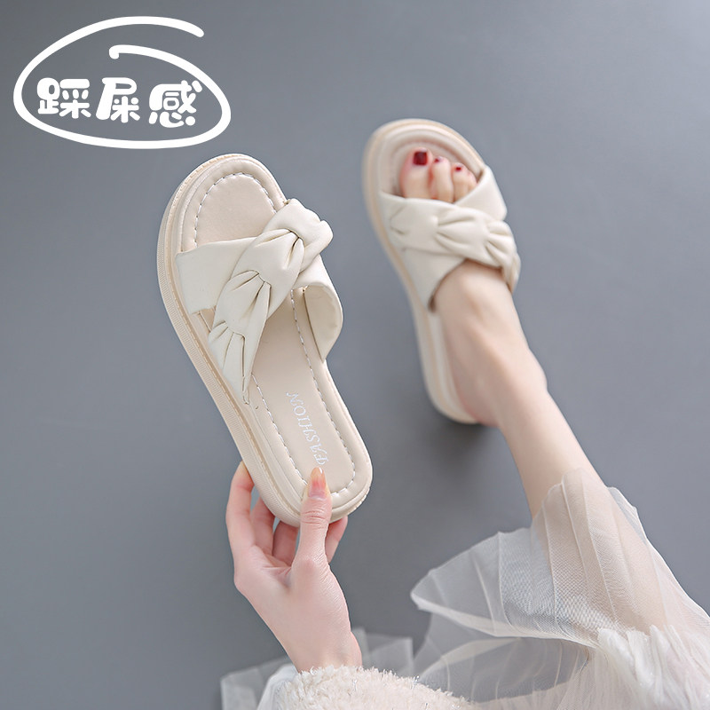 真皮平底凉拖鞋厚底一字拖