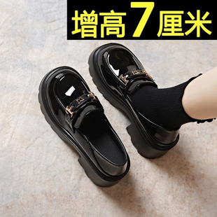 品牌鞋真皮厚底黑色小皮鞋女2025春季新款英伦风一脚蹬单鞋乐福鞋