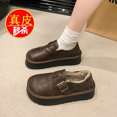 品牌鞋真皮勃肯鞋秋冬外穿毛毛鞋