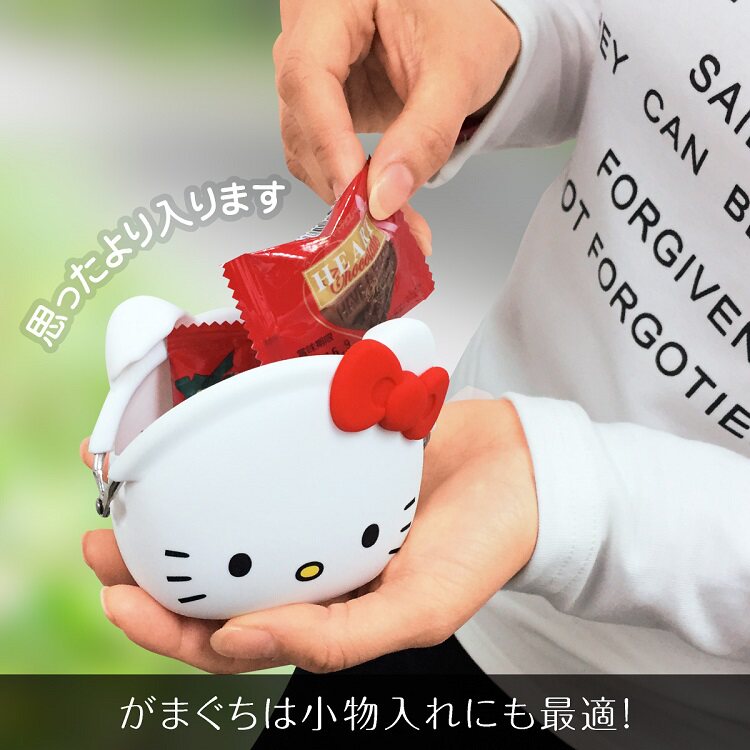 日本正版凯蒂猫零钱包硅胶便携钱包数据线耳机包多功能硬币收纳包