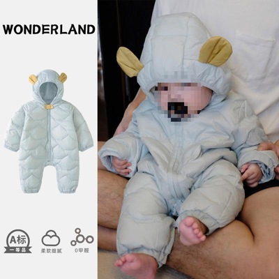 婴儿羽绒棉冬季连体衣宝宝冬装棉服超萌新生婴幼儿男宝加厚外出服