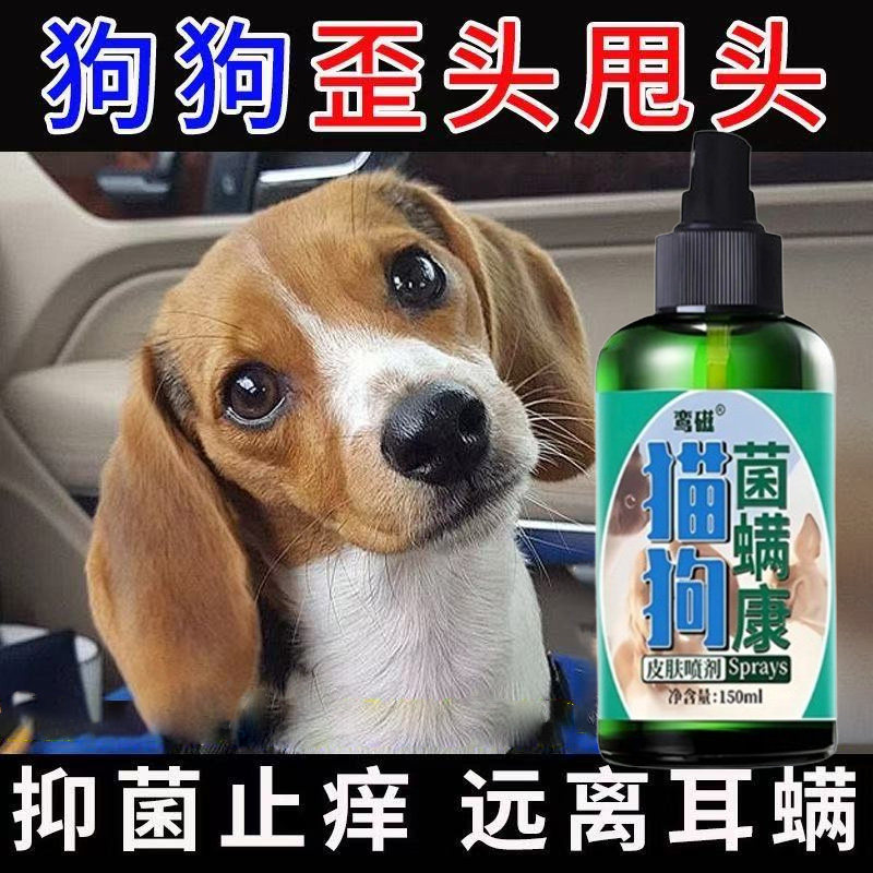 狗狗甩头歪头甩耳朵起皮真菌感染去耳螨消肿鼓包流脓消炎抑菌喷剂