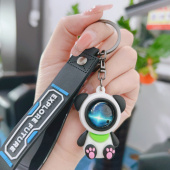 现货遨游面罩熊猫钥匙扣创意卡通太空兔公仔钥匙圈挂件小礼品