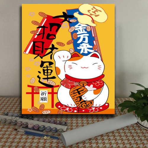 diy数字油画中国风除夕元宵春节喜庆 年年有余手绘填色丙烯装饰画