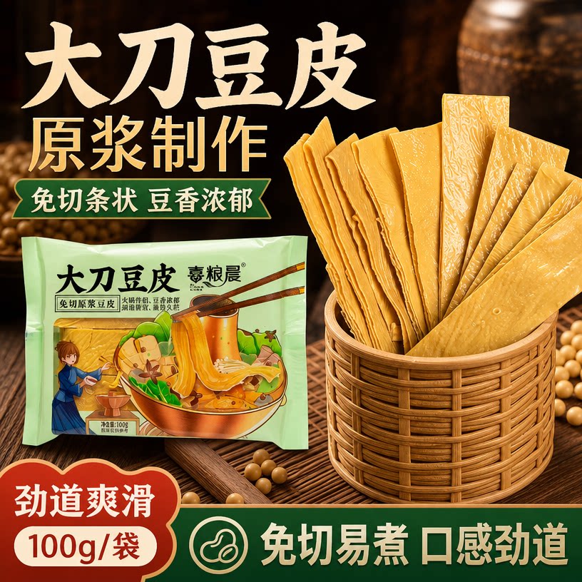 大刀豆腐皮干货头层手工千张腐皮可油炸螺蛳粉火锅麻辣烫食材批发