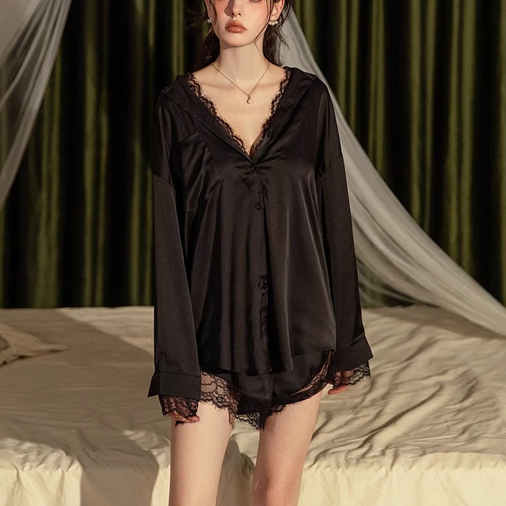 纯欲男友风宽松衬衫睡裙性感套装
