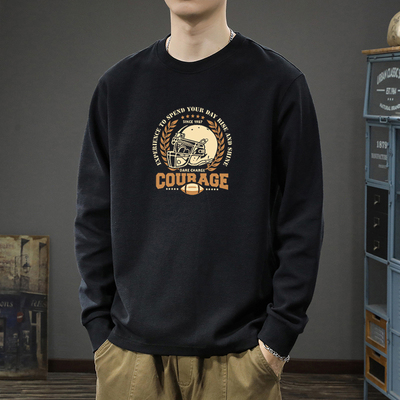 美式重磅纯棉T恤男长袖春秋季