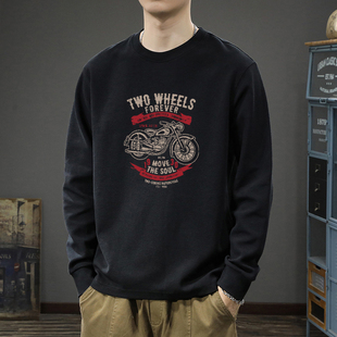 上衣服宽松春秋打底衫 T恤男潮牌秋冬季 重磅体恤260克纯棉长袖 美式