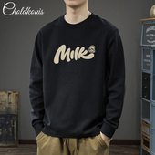 春秋季 男士 长袖 美式 t恤潮牌百搭休闲宽松260克纯棉男款 内搭上衣服