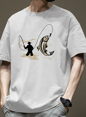 美式重磅纯棉白色短袖T恤男夏季ins潮流宽松新款男生半袖打底体恤