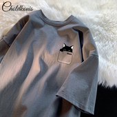 夏季 短袖 t恤男士 2026新款 港风潮牌宽松体恤上衣潮流ins半截袖 纯棉