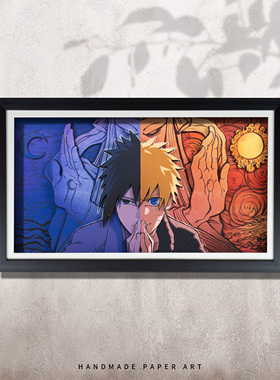 火影忍者鸣人佐助3D立体画动漫周边手办卧室装饰画生日礼物挂画