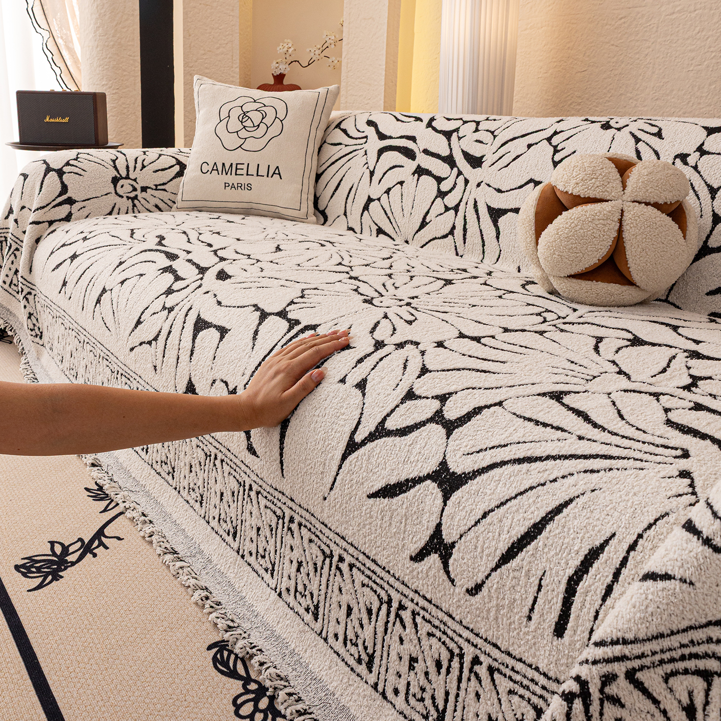 沙发巾一整张全盖现代简约风防猫抓冬季2025新款沙发坐垫加绒毯子