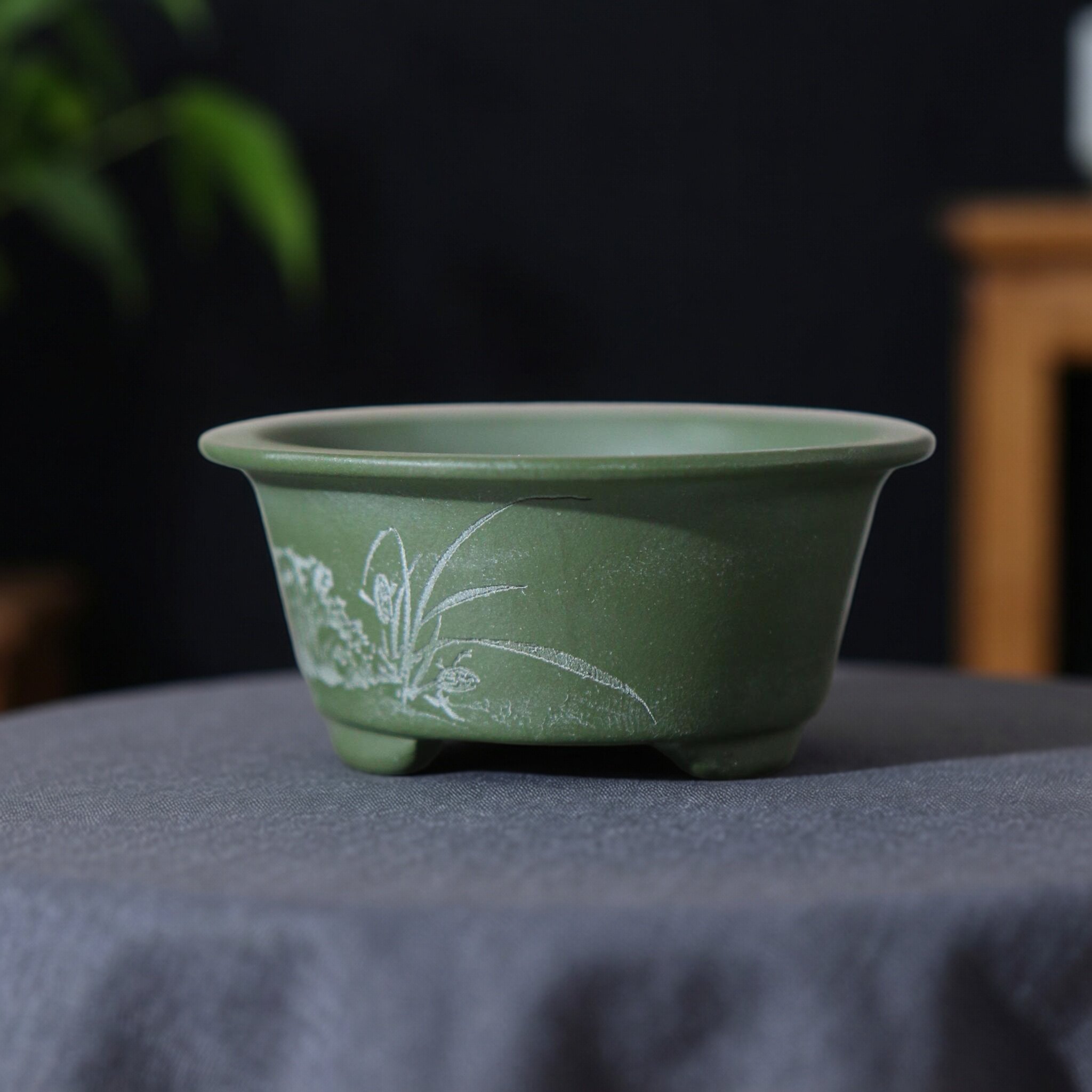 紫砂花盆圆形盆景盆小号拇指盆掌上盆栽盆仿古仿青铜器绿泥绿植盆