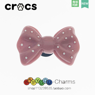 Cross蝴蝶结配件洞洞鞋淑女风装饰卡洛驰毛绒鞋花气质女孩鞋扣