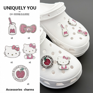 HelloKitty洞洞鞋配饰Cross金属凯蒂猫鞋花卡洛驰洞洞鞋DIY鞋扣