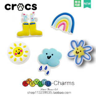 花配饰Cross鞋 装 花鞋 卡骆驰配件鞋 饰可爱自然涂鸦五件套 扣 洞洞鞋