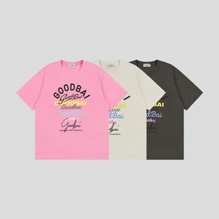 白敬亭 組合logo多色印花圓領oversize短袖 T恤 GOODBAI
