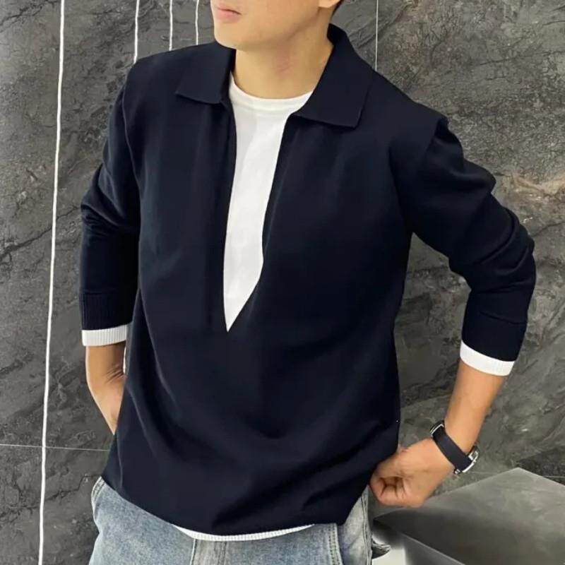 拉夫Rafferty轻奢男装秋冬假两件翻领V领高级感w老钱风针织衫毛衣