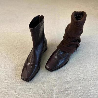 觅华轻奢女鞋企业店复古低跟瘦瘦靴後拉链方显瘦弹力靴女气质短靴