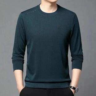 Strictly selected春秋季男士圆领厚棉T长袖套头上衣简约纯色休闲