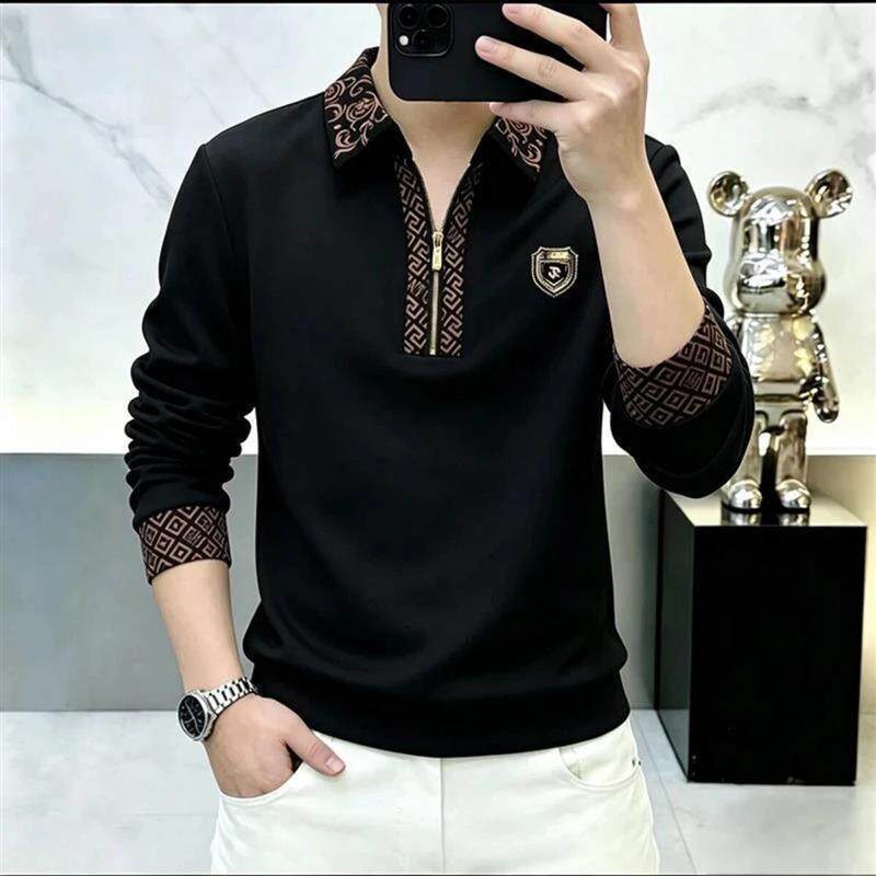 3烽狼个体店轻奢秋季新款男潮流帅气商务休闲男士休闲半拉链卫衣