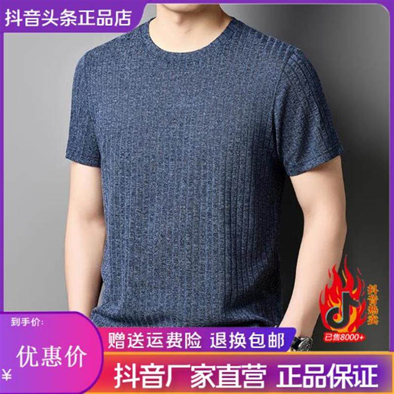 师凯服饰Amphelisia老钱风圆领透气户外肌理纹男短袖T恤速干冰丝