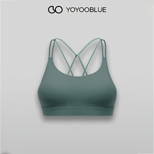 YOYOOBLUE 交叉美背文胸女 中国结设计瑜伽健身短款防震运动内衣
