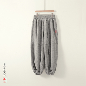 风E刺绣冰丝垂感雪花腰带九分裤哈伦裤嘻哈裤K238-P68控88图片