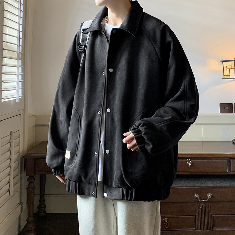 港风D春装工装大口袋西装领麂皮绒夹克外套美式飞行服86010-P100,男装夹克,电商A005A