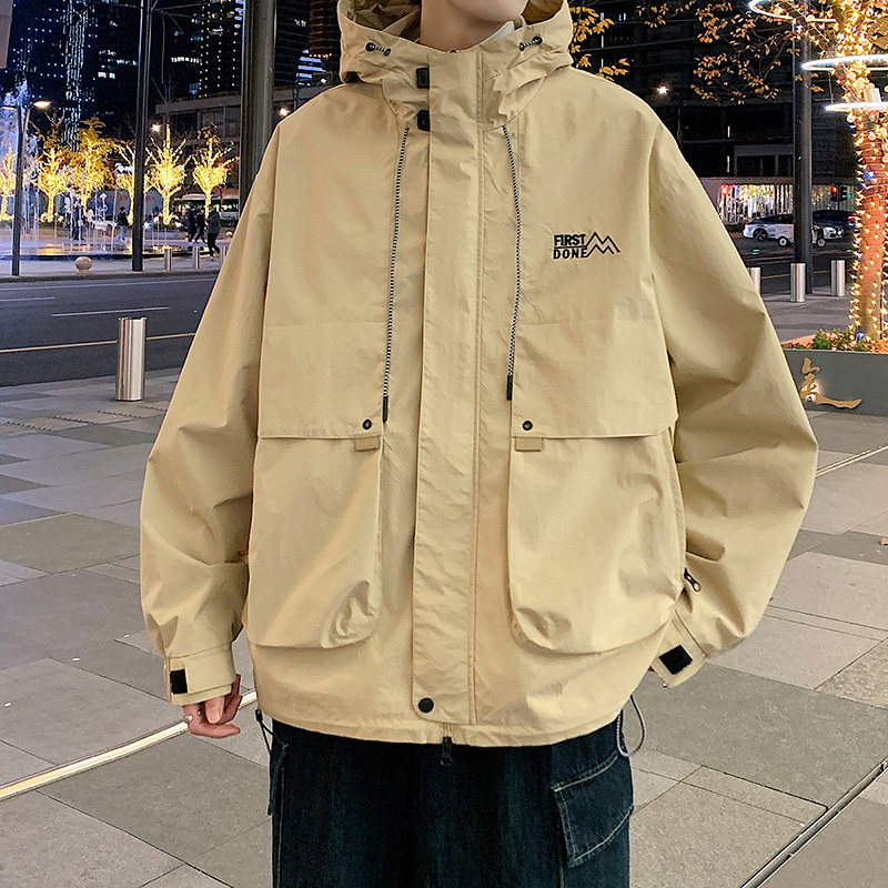 港风E工装大口袋冲锋衣连帽仿风登山服夹克外套JN8918-P100,男装夹克,电商A005A