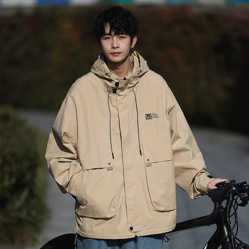 日系港风A工装大口袋冲锋衣连帽仿风登山服夹克外套JN8918-P100图片