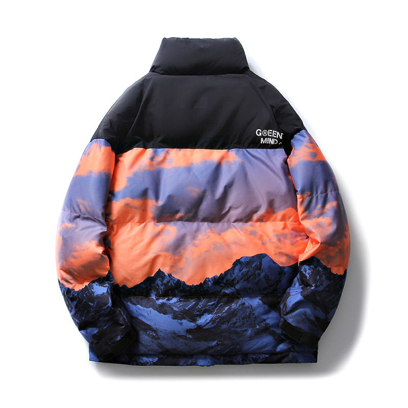 得物白底B雪山印花登山户外冲锋衣羽绒棉衣A005A-M8066P115控148,男装棉衣,电商A005A