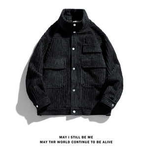 得物白底C灯芯绒工装多口袋外套棒球服夹克A005A-JN8737P75控98图片