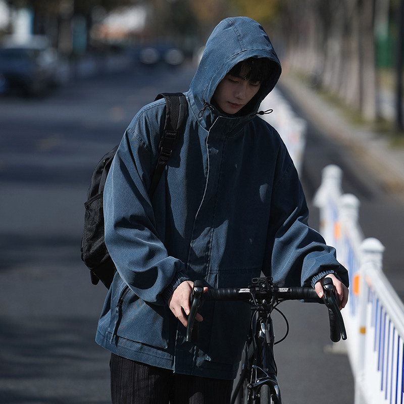 日系港风A连帽牛仔工装大口袋拉链设计夹克外套JN81032-P108,男装夹克,电商A005A