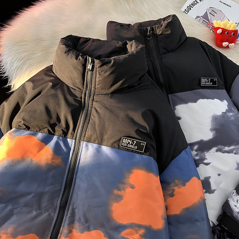 毛毯平铺A雪山印花登山户外冲锋衣羽绒棉衣A005A-M8066-P115控148图片