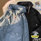 毛毯平铺A鸭绒羽绒工装大口袋印花男外套A005A-88933P178控238，男装羽绒服，电商A005A