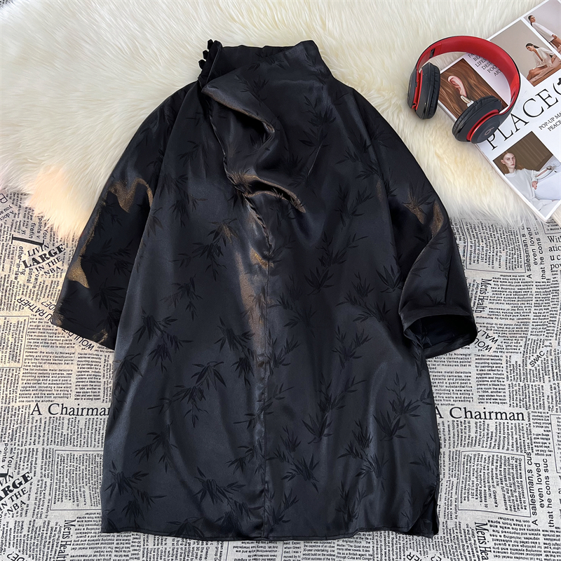 D小高领堆堆领提花暗花小众设计树叶冰丝t恤T39-P65控88，商品下架区商品下架区，电商A005A