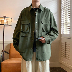 港风C工装多口袋立体剪裁衬衫夹克外套男86067-特P68