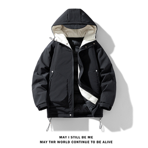 冬季外套男B工装大口袋连帽羽绒棉服加厚棉衣冲锋衣男88108-P120图片