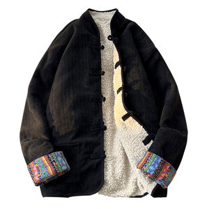 新中式B麦穗羊羔毛加绒加厚双面穿棉服夹克棉衣男JK21-P135控158图片