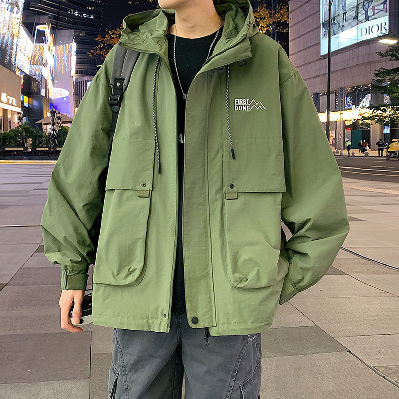 港风E工装大口袋冲锋衣连帽仿风登山服夹克外套JN8918-P100,男装夹克,电商A005A