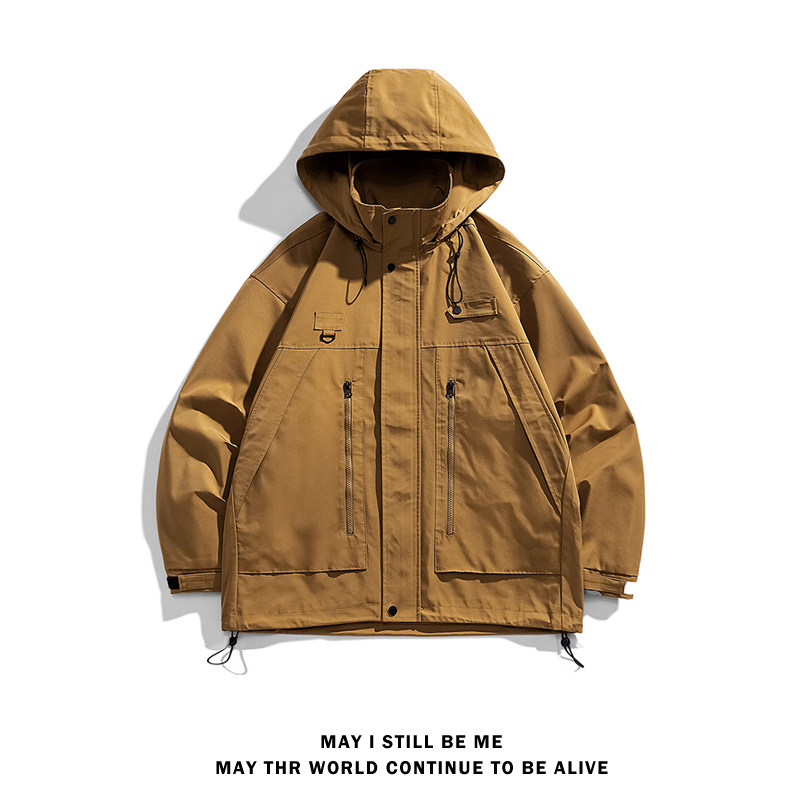 得物白底C工装大口袋冲锋衣防风登山服连帽外套A005A-JN8915-P108图片