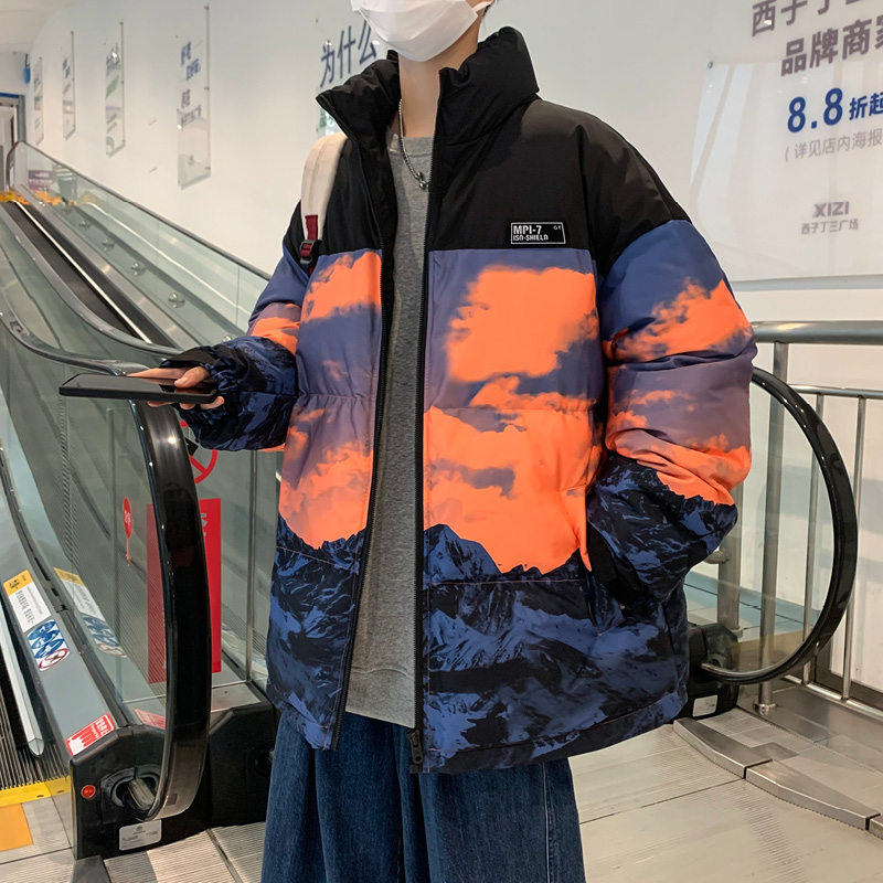 港风直播C雪山印花登山户外冲锋衣羽绒棉衣A005A-M8066P115控148,男装棉衣,电商A005A