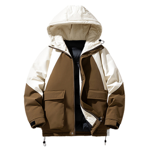 冬季外套男L工装大口袋拼色连帽羽绒加厚棉衣服冲锋衣88022-P118图片